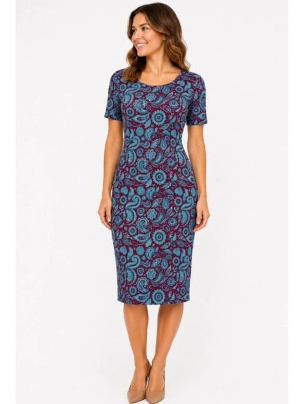 LuLaRoe Blue and Deep Red Paisley Julia Dress Size XS